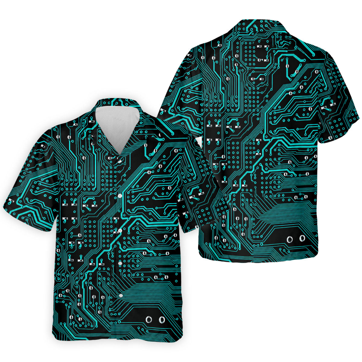 Circuit Board Pattern Hawaiian Golf Shirt, Men's Golf Shirt, Polo Shirts For Men
