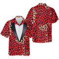 Red Leopard Funny Costume Hawaiian Golf Shirt, Polo Shirts For Men, Golf Shirts For Men