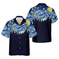 Van Gogh Inspired Starry Night Forest Hawaiian Golf Polo, Golf Tops For Men, Golfing Apparel