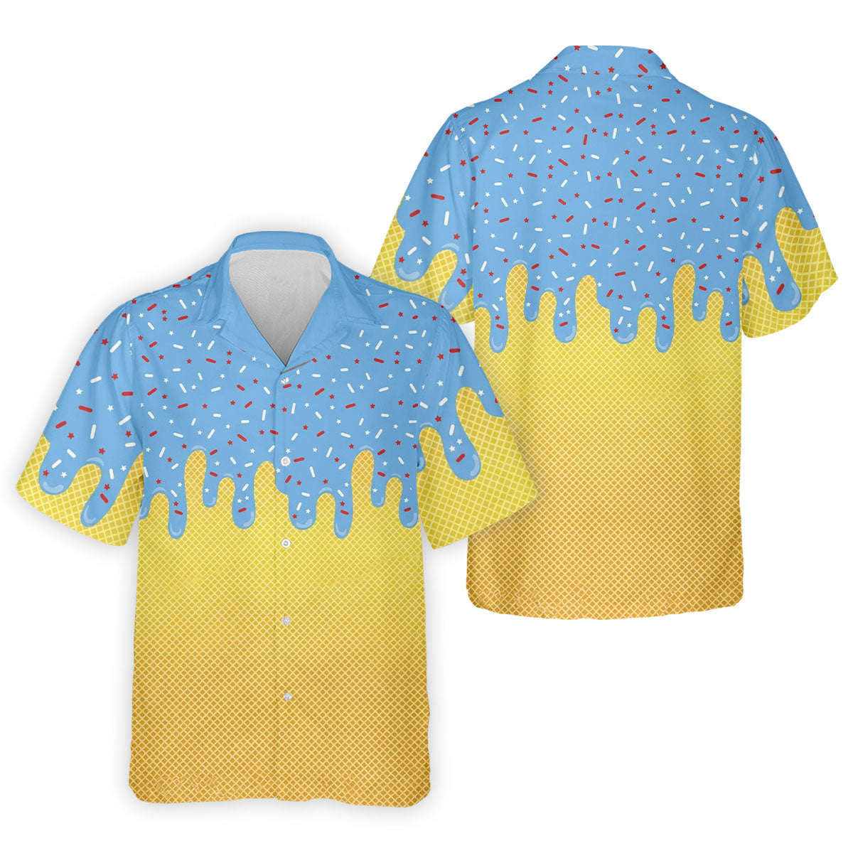 Ice Cream Pattern Hawaiian Golf Shirt, Summer Vibe Men's Golf Shirt, Polo Shirts For Men