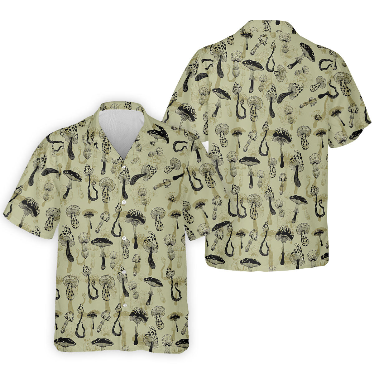 Mushroom Pattern Hand-drawn Art Hawaiian Golf Shirt, Men's Golf Shirt, Polo Shirts For Men