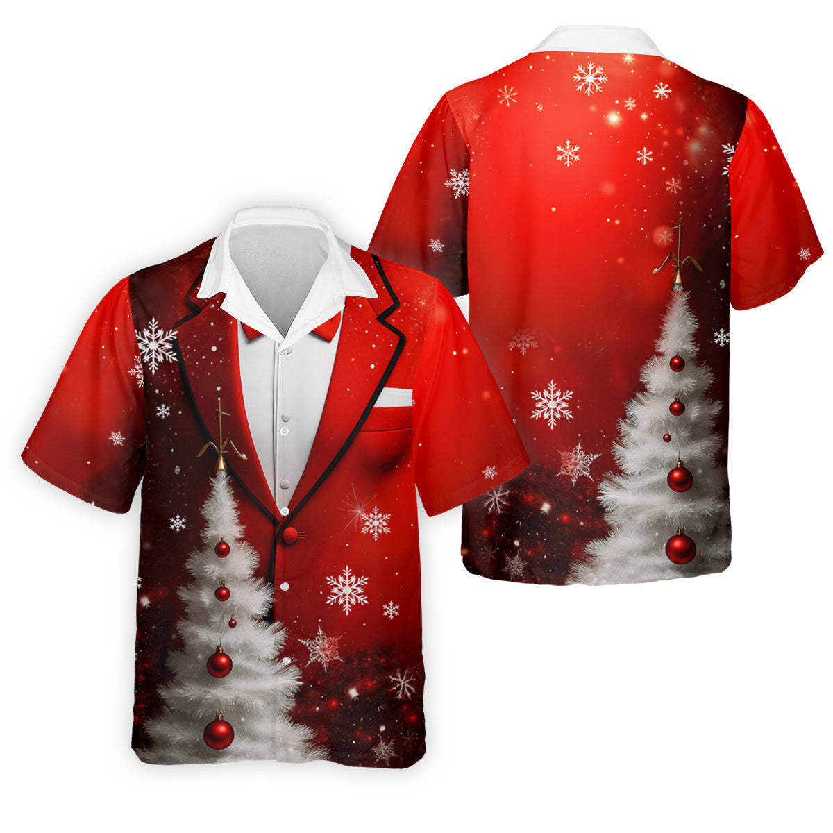 Snow Pine Tree Black And Red Christmas Men's Golf Polo Shirts, Christmas Golf Shirt, Golf Gift For Men