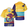 Funny Dachshund Beach Men's Polo Shirt, Hawaiian Golf Polo, Cool Golf Gifts, Unique Gift For Golfer