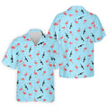 Light Blue Flamingo Pattern Golf Polo Shirt, Men's Golf Shirt, Golf Polo Shirts For Men