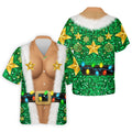 Green Santa Gold Stars Christmas Golf Shirt, Mens Golf Shirts, Mens Polo Shirts