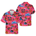 Pink Bigfoot Aloha Beach Vacation Golf Shirt, Mens Golf Polo, Printed Golf Shirts