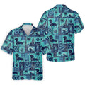 Funny Tropical Dog Surf Patchwork Golf Polo Shirt, Mens Golf Polo, Printed Golf Shirts