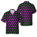 3D Effect Circular Pattern Purple Golf Shirt, Cool Golf Outfit, Men's Funny Golf Shirts, Polo Shirts For Men