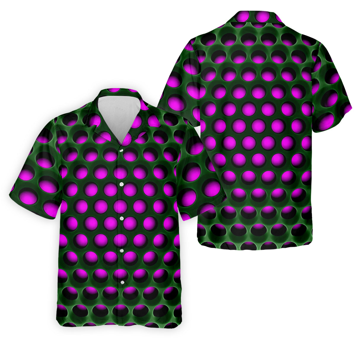 3D Effect Circular Pattern Purple Golf Shirt, Cool Golf Outfit, Men's Funny Golf Shirts, Polo Shirts For Men