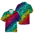 Rainbow Gradient LGBT Support Zebra Pattern Golf Tops For Men, Pride Month Golf Shirts For Men