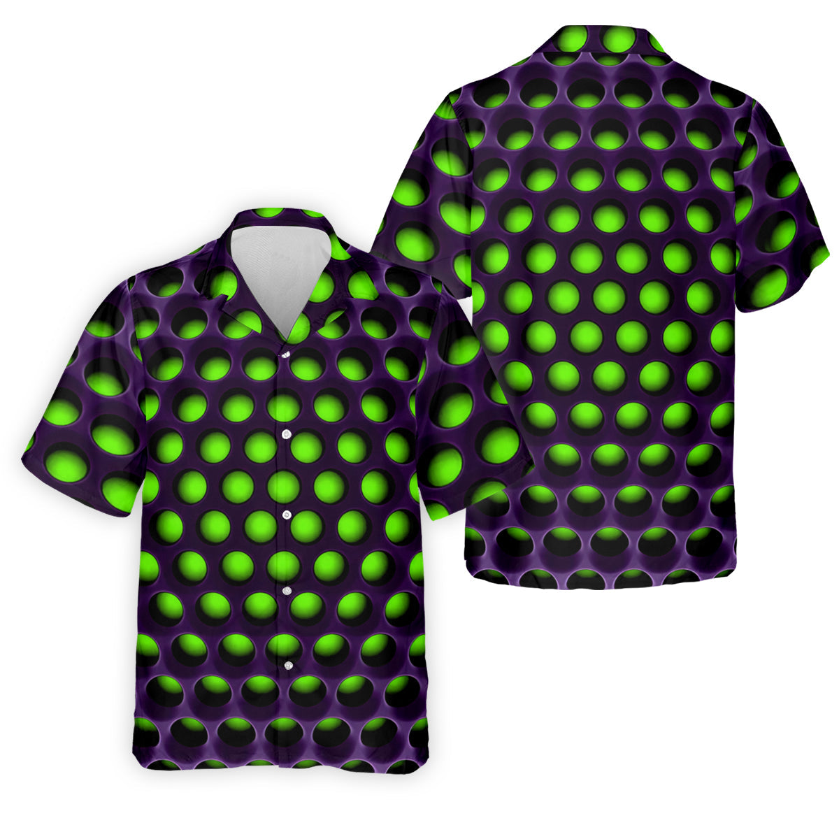 3D Effect Circular Pattern Green Golf Shirt, Cool Golf Outfit, Men's Funny Golf Shirts, Polo Shirts For Men