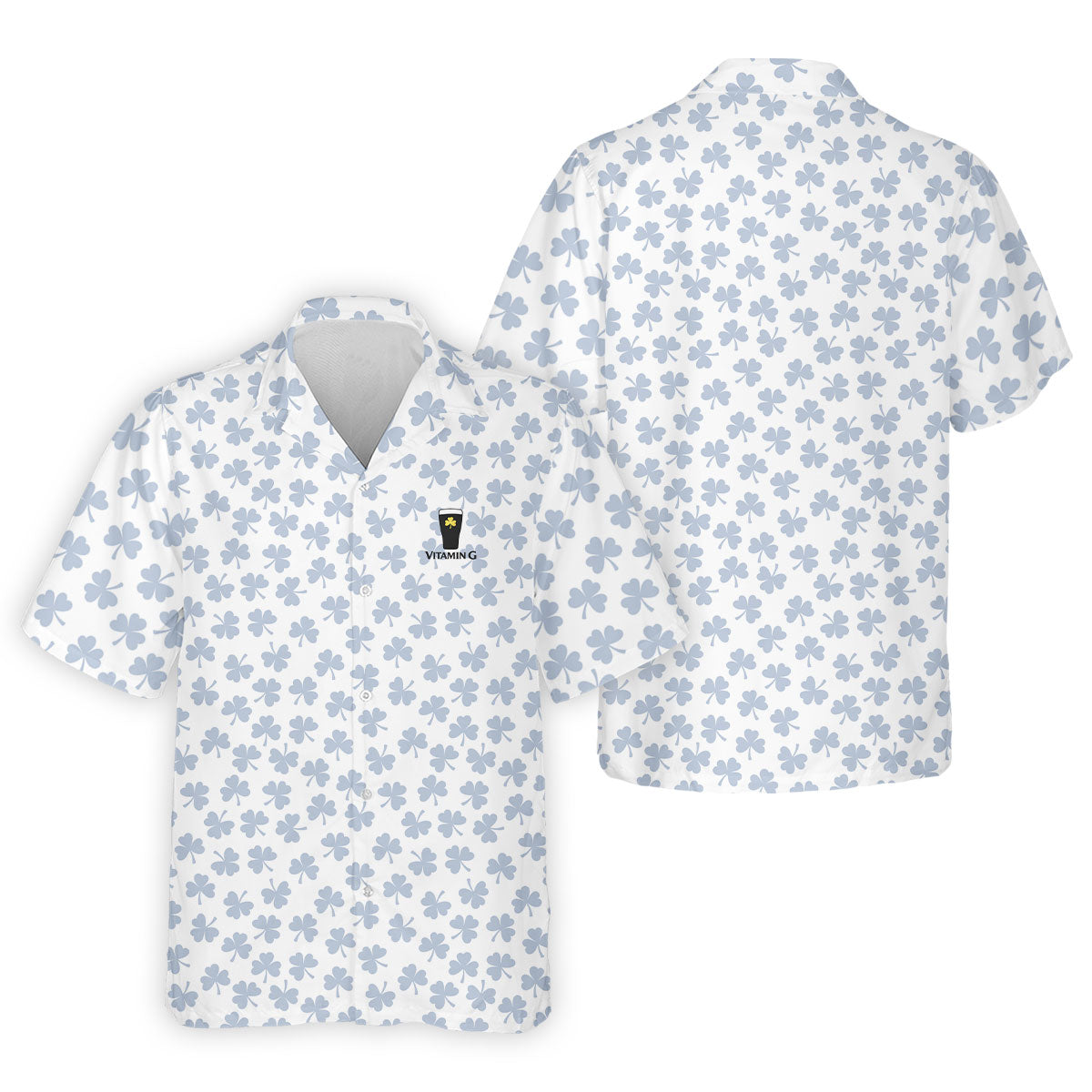 Vitamin G Shamrock Pattern Golf And Beer White Golf Shirt, St Patrick's Day Golf Shirt, Polo Shirts For Men