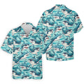 Animated Shark Hawaiian Golf Shirt, Men's Funny Golf Shirts, Golf Shirts For Men