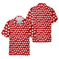 White And Red Heart Pattern Golf Tops For Men, Valentine Golf Gift, Polo Shirts For Men, Golf Gift For Men