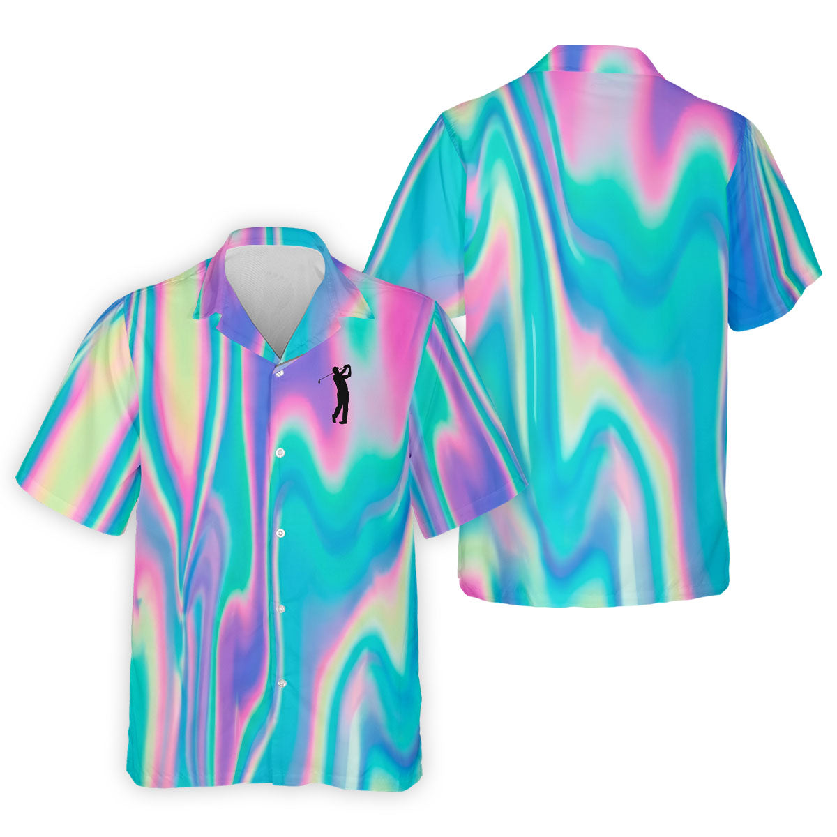 Shimmering Gradient Pattern Golf Shirts For Men, Polo Shirts For Men, Golfing Apparel