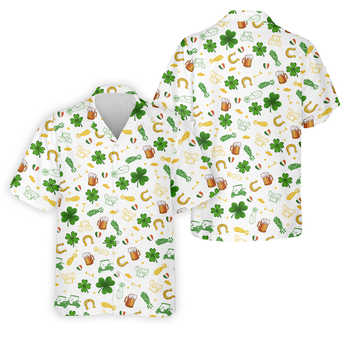 St Patrick's Day Beer Golden Horseshoes Shamrock Golf Shirt, Polo Shirts For Men, Golf Shirts For Men