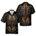 Burning Skeleton Rib Cage Halloween Polo Shirt, Mens Polo Shirts, Golf Apparel For Men