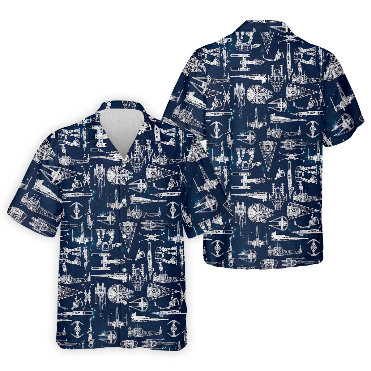 Line-art Sketches Sci-Fi Spacecraft Dark Navy Golf Shirts For Men, Polo Shirts For Men, Golfing Apparel