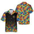 Acceptance Awareness Understanding Autism Awareness Puzzle Pattern Black Fade Golf Shirts For Men