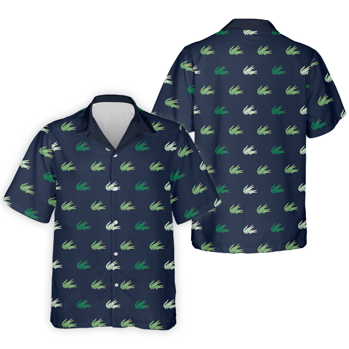 Navy Crocodile Pattern Golf Shirt, Mens Polo Shirt, Golf Shirts For Men, Performance Golf Shirt