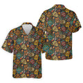 Colorful Sugar Skull Halloween Polo Shirt, Golf Shirts For Men, Golf Apparel For Men