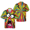 Screaming Face Colorful Retro Hawaiian Golf Shirt, Men's Funny Golf Shirts