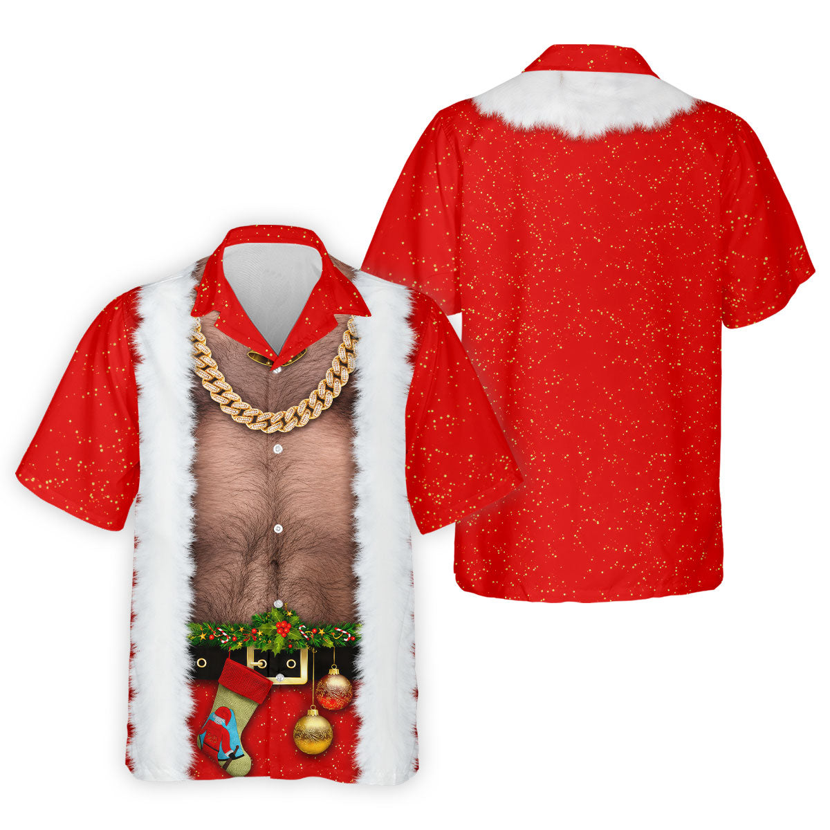 Funny Santa Gold Chain Christmas Golf Shirt, Mens Golf Polo, Golf Apparel For Men