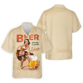 Vintage Beer Pin-Up Girl Design Hawaiian Golf Shirt, Golf Shirts For Men, Polo Shirts For Men