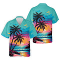 Tropical Sunset Palm Tree Hawaiian Golf Shirt, Men’s Golf Shirt, Golf Shirts For Men