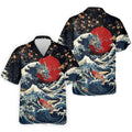 Japanese Dragon Koi Wave Hawaiian Golf Shirt, Mens Golf Apparel, Golf Polo Shirts For Men