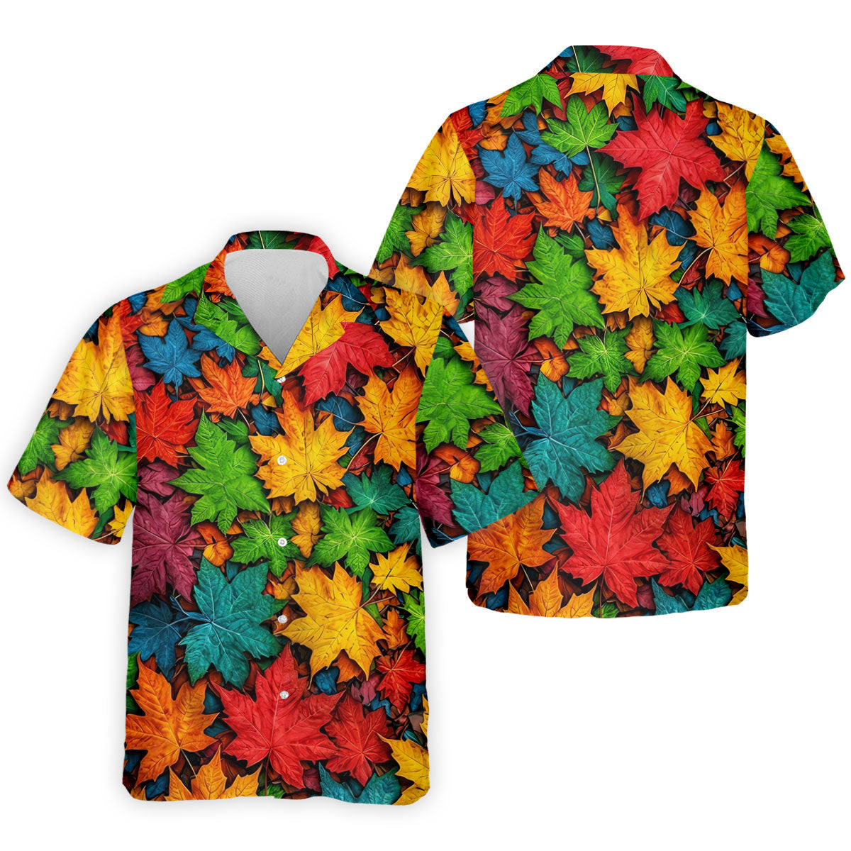 Vibrant Maple Leaf Autumn Forest Hawaiian Golf Polo, Golf Tops For Men, Golfing Apparel