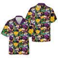 Tropical Sugar Skull Floral Golf Polo Shirt, Golf Shirts For Men, Printed Golf Shirts