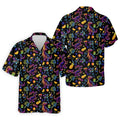 Neon Dinosaur Tropical Theme Hawaiian Golf Shirt, Polo Shirts For Men, Golfing Apparel