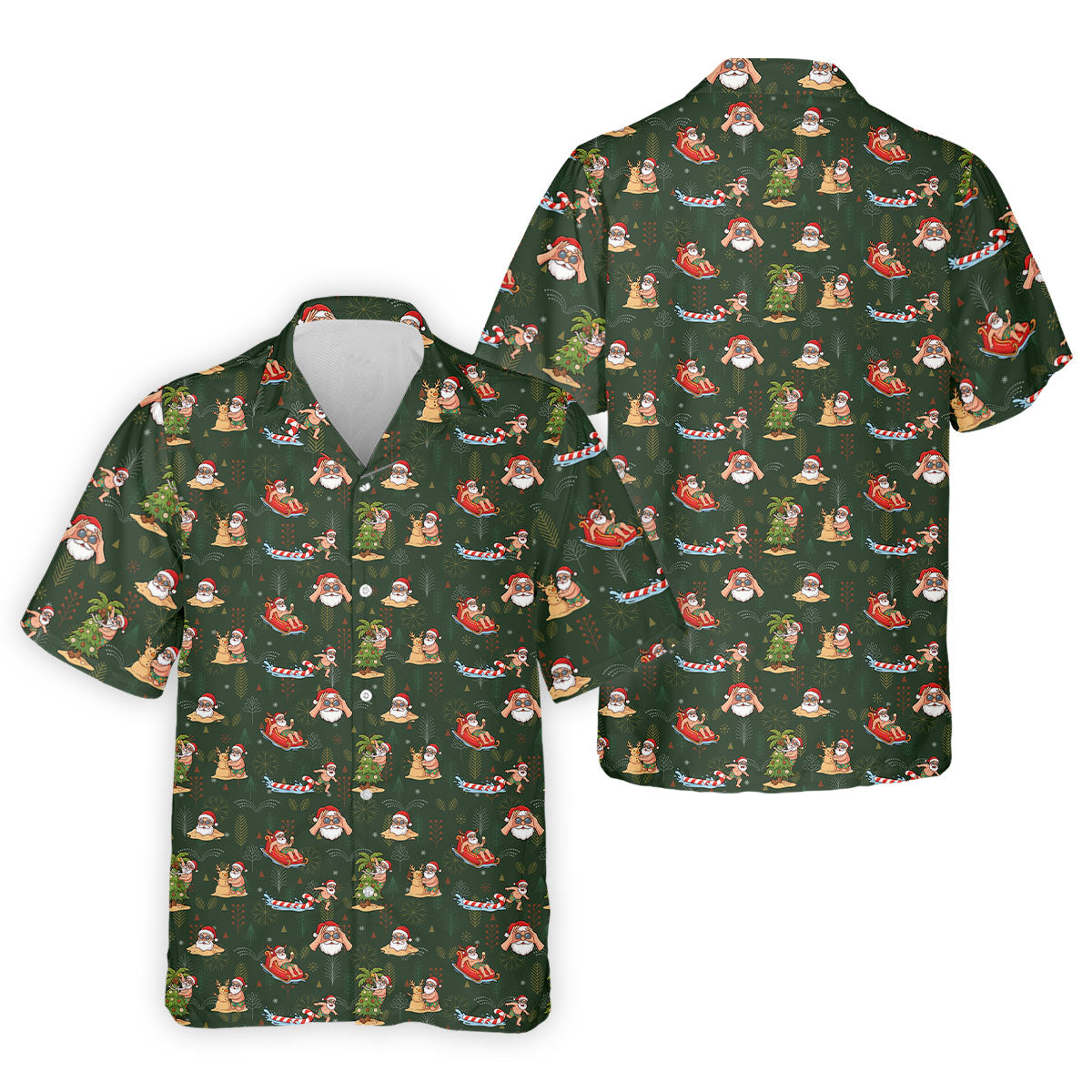 Funny Santa Summer Christmas Pattern Polo Shirt, Mens Golf Polo, Golf Shirts For Men
