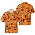 Black Cat and Pumpkin Halloween Polo Shirt, Golf Polo Apparel, Mens Golf Outfit
