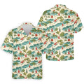 Christmas Santa Surfing Tropical Hawaiian Golf Shirt, Golf Shirts For Men, Printed Golf Shirts