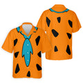 Orange Blue Stone Age Hawaiian Golf Shirt, Mens Golf Apparel, Golf Polo Shirts For Men