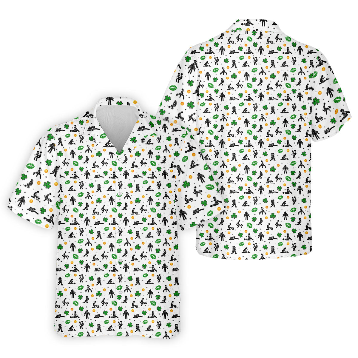 Funny Stick Figure Naughty Position Shamrock St Patrick's Day Golf Shirt, Performance Golf Shirt, Polo Shirts For Men