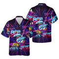 80s Retro Party Golf Shirt, Neon Synthwave Sunset Pattern, Golf Shirt For Men