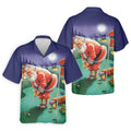 Men's Santa Night Golf Scene Golf Shirt, Christmas Golf Shirt, Golf Apparel For Men