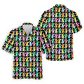 Colorful Easter Bunny Black Golf Shirt, Cute Golf Outfit, Golf Shirts For Men, Golf Gift For Men