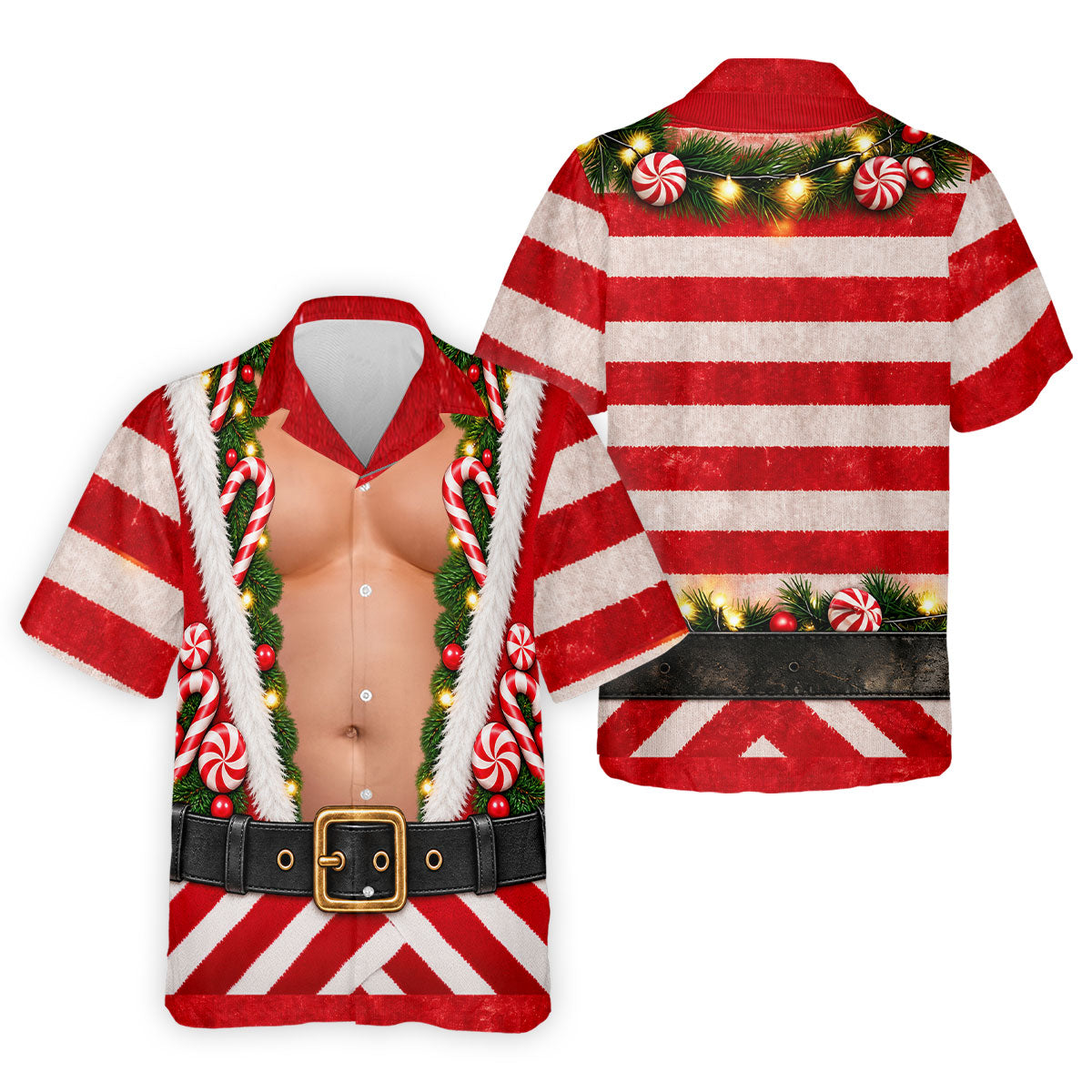 Candy Cane Santa Suit Christmas Golf Shirt, Mens Golf Shirts, Golf Apparel For Men