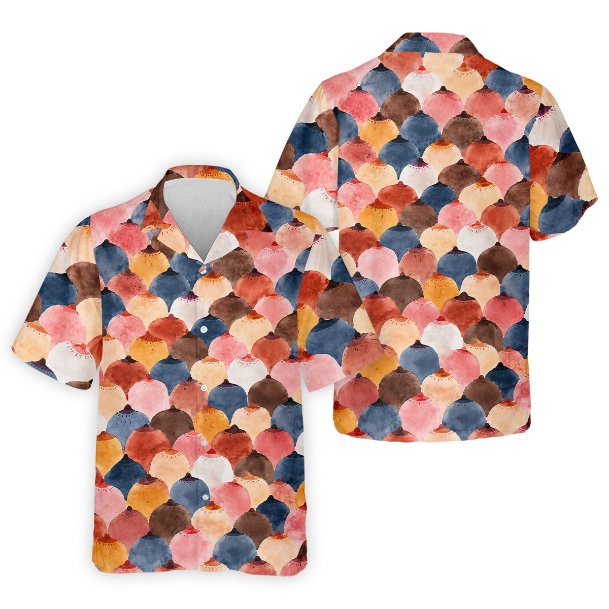 Colorful Watercolor Shell Pattern Golf Shirt, Golf Shirts For Men, Men's Golf Shirt, Polo Shirts For Men