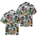 T Rex Surfing Great Wave Golf Polo Shirt, Men's Golf Shirt, Printed Golf Shirts