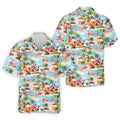 Surfing Santa Tropical Christmas Golf Shirt, Beach Reindeer Holiday Polo, Hawaiian Golf Shirt, Printed Golf Shirts