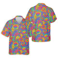 Vintage Psychedelic Floral Pattern Hawaiian Golf Shirt, Mens Golf Shirts, Golf Polo Shirts For Men
