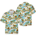 Cute Funny Duck Hawaiian Golf Shirt, Beach Theme Men's Golf Shirt, Polo Shirts For Men