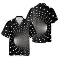3D Vortex Golf Shirt, Black White Optical Illusion Tunnel Pattern, Golf Shirt For Men