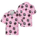 Pink Cute Ghost Caller Heart Pattern Halloween Golf Polo Shirt, Golf Apparel For Men