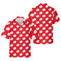 Red Tropical Leaf Hawaiian Golf Shirt, Mens Golf Polo, Golf Shirts For Men